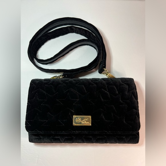 Betsey Johnson Black Velvet Crossbody - Picture 1 of 7
